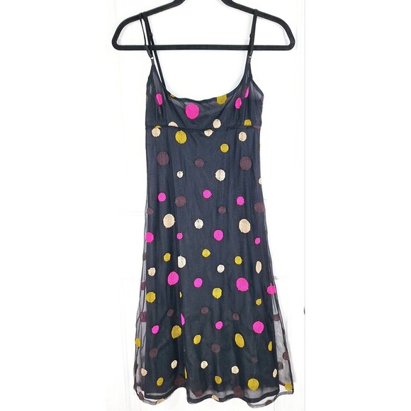 Tara Jarmon Multicolor Polkadot Midi Spaghetti Strap‎ Dress Sz 38 / Small - Picture 1 of 8